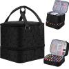 FCQQYWZ Nail Polish Organizer Case - Holds 42+ Bottles (15ml/0.5 fl.oz) and 1 Nail Lamp, Upgraded Double-layer Nail Polish Carrying Case Nail Polish Storage Bag with Handles (Black) view 1