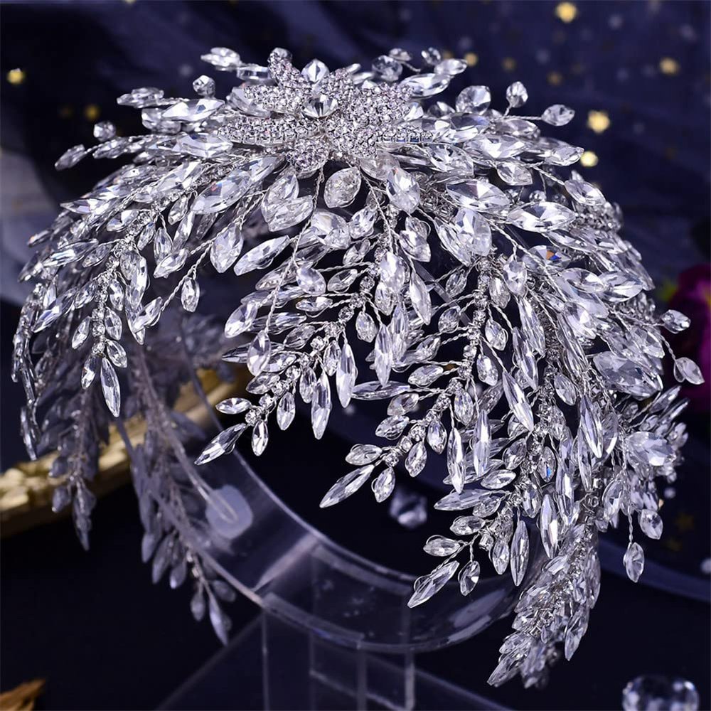 Youllyuu Bridal Hair Accessories Large Wedding Headbands Brides Tiara And Crown Brides Jewel Headbands