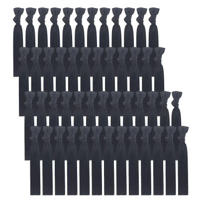 50 Pack Solid Color Knotted Hair Ties - No Crease Hair Ponytail Elastics for Women and Girls (black)