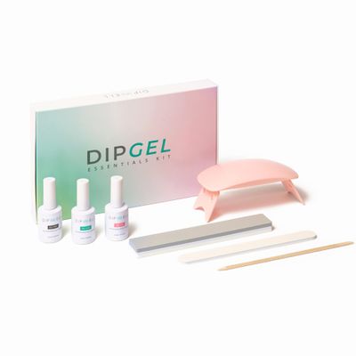 DipGel Essentials Kit, Acrylic Powder and Dip Gel Resin Kit, Starter System by DipWell (Comes With Priming Gel Prep, Self-leveling Gel Base, Non-tacky Gel Top + UV/LED Lamp) Professional Grade