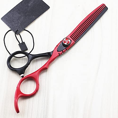 OOGHE Hair Cutting Shears, 6 Inch Professional Japan 440c Red Hair Cutting Scissors Haircut Thinning Barber Makas Cut Haircutting Shears Hairdresser Scissors (Color : Thinning)