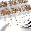 Beadsland 8300PCS Flatback Rhinestones, Gold Rhinestone Round Crystal Rhinestones for Crafts, Mixed 10 Sizes with Wax Pencil and Tweezer Kit, SS3-SS30, Golden Shadow view 2