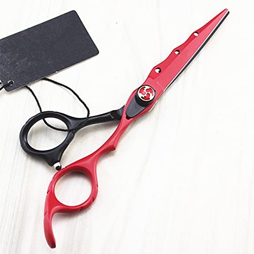 OOGHE Hair Cutting Shears, 6 Inch Professional Japan 440c Red Hair Cutting Scissors Haircut Thinning Barber Makas Cut Haircutting Shears Hairdresser Scissors (Color : Cutting)