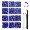 Beadsland 8300PCS Flatback Rhinestones, Royal Blue Rhinestone Round Crystal Rhinestones for Crafts, Mixed 10 Sizes with Wax Pencil and Tweezer Kit, SS3-SS30, Sapphire view 1