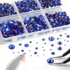 Beadsland 8300PCS Flatback Rhinestones, Royal Blue Rhinestone Round Crystal Rhinestones for Crafts, Mixed 10 Sizes with Wax Pencil and Tweezer Kit, SS3-SS30, Sapphire view 2
