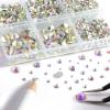 Beadsland 8300PCS Flatback Rhinestones, AB Crystal Rhinestone Round Crystal Rhinestones for Crafts, Mixed 10 Sizes with Wax Pencil and Tweezer Kit, SS3-SS30, Crystal AB view 2