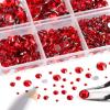 Beadsland 8300PCS Flatback Rhinestones, Light Red Rhinestone Round Crystal Rhinestones for Crafts, Mixed 10 Sizes with Wax Pencil and Tweezer Kit, SS3-SS30, Light Siam view 2