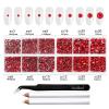 Beadsland 8300PCS Flatback Rhinestones, Light Red Rhinestone Round Crystal Rhinestones for Crafts, Mixed 10 Sizes with Wax Pencil and Tweezer Kit, SS3-SS30, Light Siam view 3