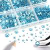 Beadsland 8300PCS Flatback Rhinestones, Blue Rhinestone Round Crystal Rhinestones for Crafts, Mixed 10 Sizes with Wax Pencil and Tweezer Kit, SS3-SS30, Aquamarine view 2