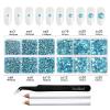 Beadsland 8300PCS Flatback Rhinestones, Blue Rhinestone Round Crystal Rhinestones for Crafts, Mixed 10 Sizes with Wax Pencil and Tweezer Kit, SS3-SS30, Aquamarine view 3