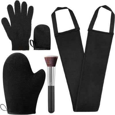 ANSPHIE 5 Pack Self Tanning Mitt Applicator Kit, Self Tan Glove, Face Tan Mitt, Back Lotion Applicator, Exfoliating Glove, Tanning Brush for Tanner Fake Bake
