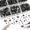 Beadsland 8300PCS Flatback Rhinestones, Gray Rhinestone Round Crystal Rhinestones for Crafts, Mixed 10 Sizes with Wax Pencil and Tweezer Kit, SS3-SS30, Black Diamond view 2