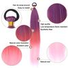 2 Pack Pink Ponytail Extension with Elastic Tie Straight Sleek Wrap Around Braid Ponytail Red Gradient 26 Inch (Purple/Red/Pink#) view 3
