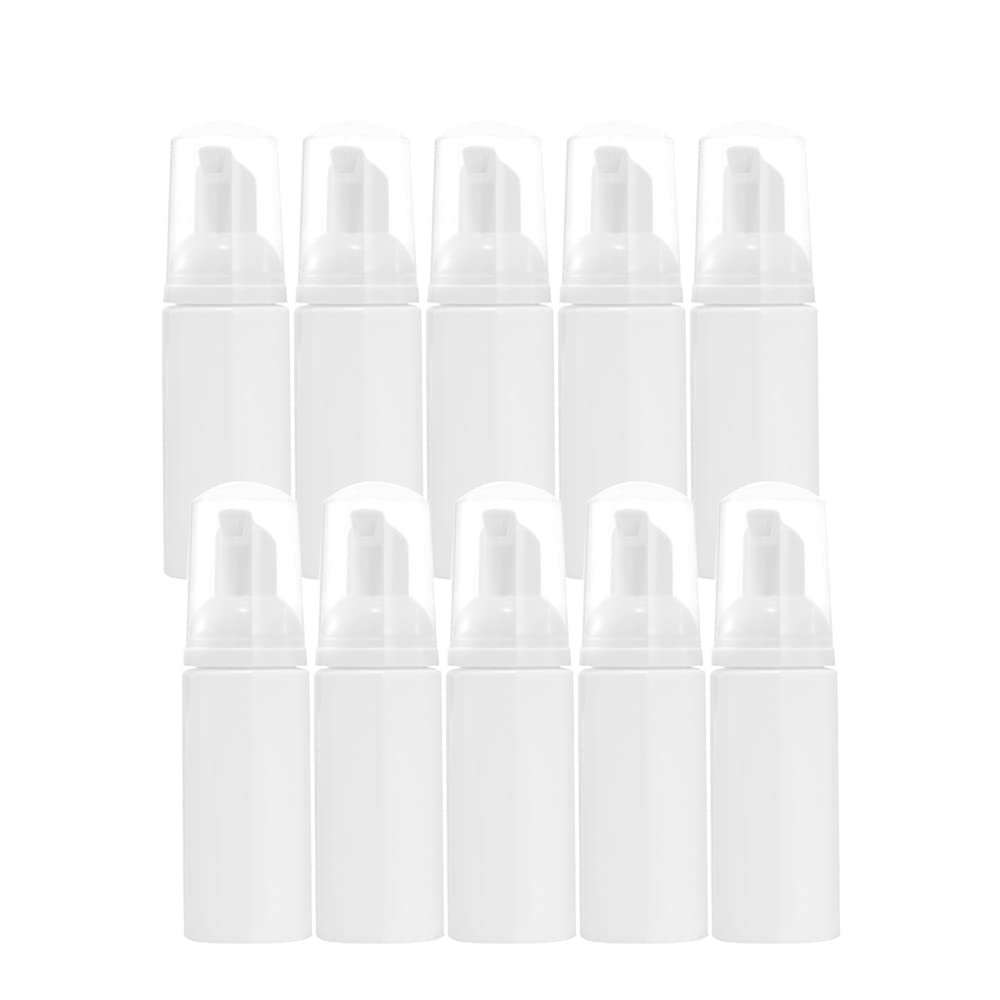 50ml White Soap Foam Pump Bottle Travel Plastic Foam Dispenser Bottle for Cleaning, Travel, Cosmetics Packaging and Liquid Cleaning (10PCS)