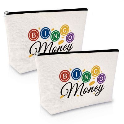 2 Pcs Bingo Lover Gifts Makeup Bag Casino Lovers Gift Game Gambling Presents for Women Bingo Player Game Presents Cosmetic Bag Birthday Christmas Keepsake for Friends Her Cosmetic Travel Pouch