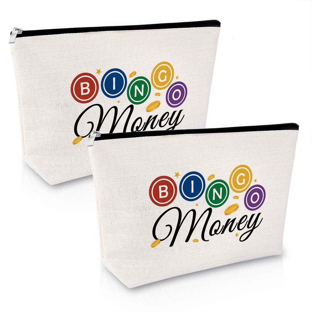2 Pcs Bingo Lover Gifts Makeup Bag Casino Lovers Gift Game Gambling Presents for Women Bingo Player Game Presents Cosmetic Bag Birthday Christmas Keepsake for Friends Her Cosmetic Travel Pouch