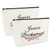 2 Pcs Junior Bridesmaid Gift Makeup Bag Wedding Bachelorette Party Gifts for Bridesmaid Cosmetic Bags Maid of Honor Bag Bridal Party Gifts for Bridesmaids Travel Toiletry Bags Make Up Pouch view 1