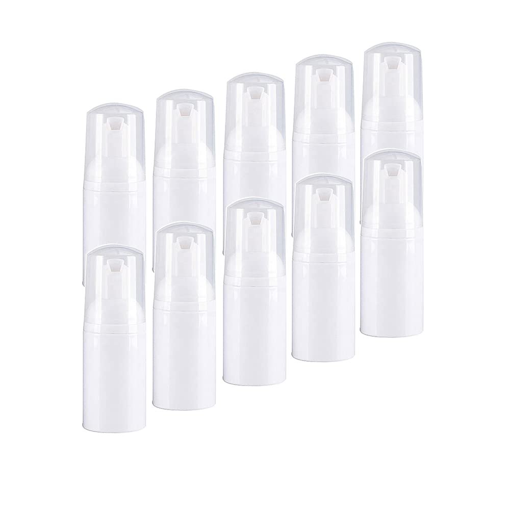 30ml White Soap Foam Pump Bottle Travel Plastic Foam Dispenser Bottle for Cleaning, Travel, Cosmetics Packaging and Liquid Cleaning (10PCS)