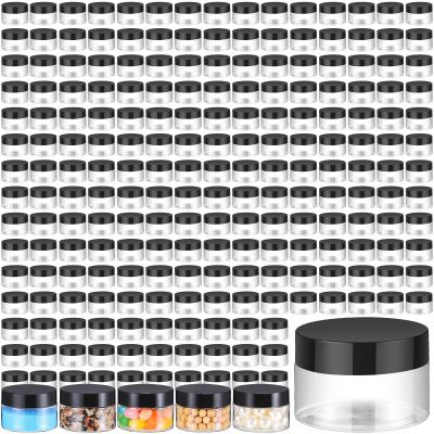 Aoriher 150 Pcs Plastic Container Jars with Lids Round Cosmetic Jars Empty Plastic Container for Lotion, Cream, Ointments, Makeup, Eye Shadow, Rhinestone, Samples, Pot, Travel Storage(1 oz,Black)