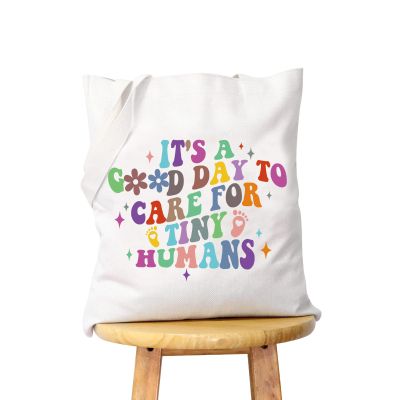 WCGXKO NICU Nurse Gift - NICU Nurse Graduation Canvas Shopping Bag (TINY HUMANS Tote)