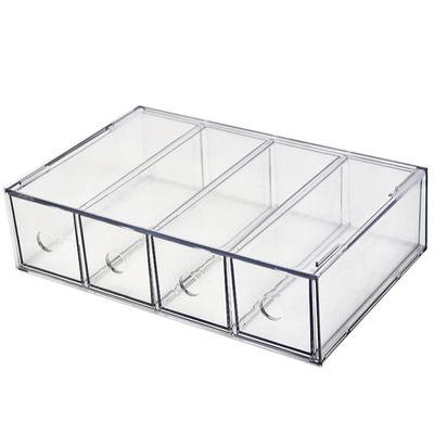 Alipis Clear Shelves Storage Drawers Clear Hair Tie Organizer 4-drawer Organizer, Acrylic Cosmetics Box Makeup Tool Holder Stackable Storage Containers Box Acrylic Drawer Organizer