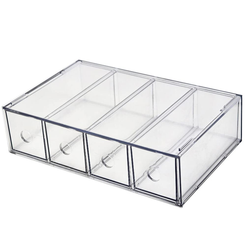 Alipis Clear Shelves Storage Drawers Clear Hair Tie Organizer 4-drawer Organizer, Acrylic Cosmetics Box Makeup Tool Holder Stackable Storage Containers Box Acrylic Drawer Organizer