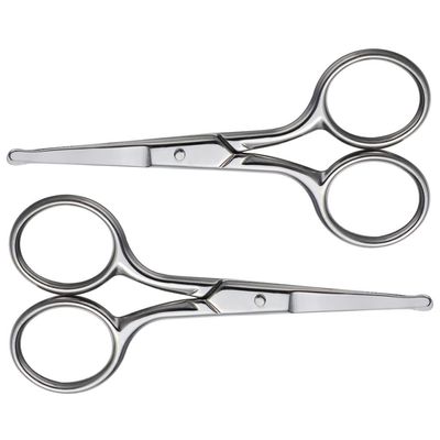 Healeved Men's Eyebrow Trimmer Scissors Stainless Steel Round Tip Nose Hair Grooming Scissors Set