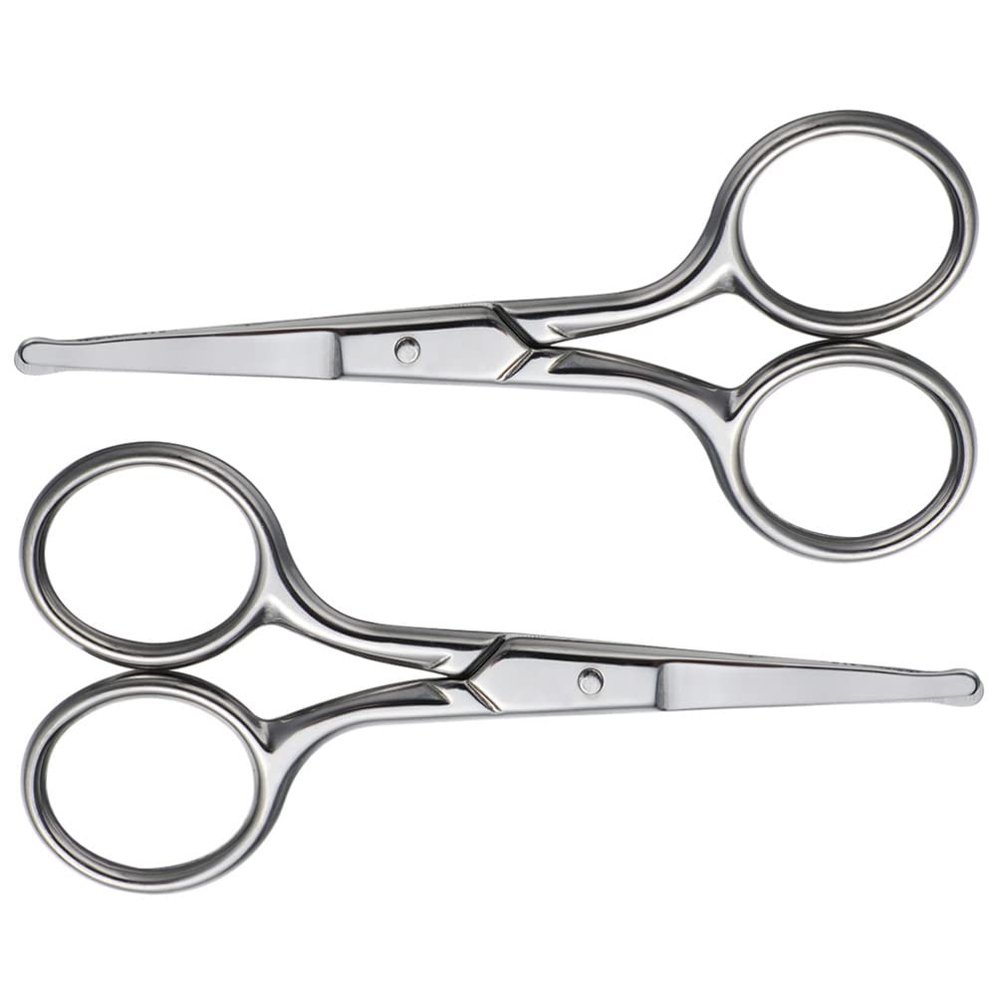 Healeved Men's Eyebrow Trimmer Scissors Stainless Steel Round Tip Nose Hair Grooming Scissors Set
