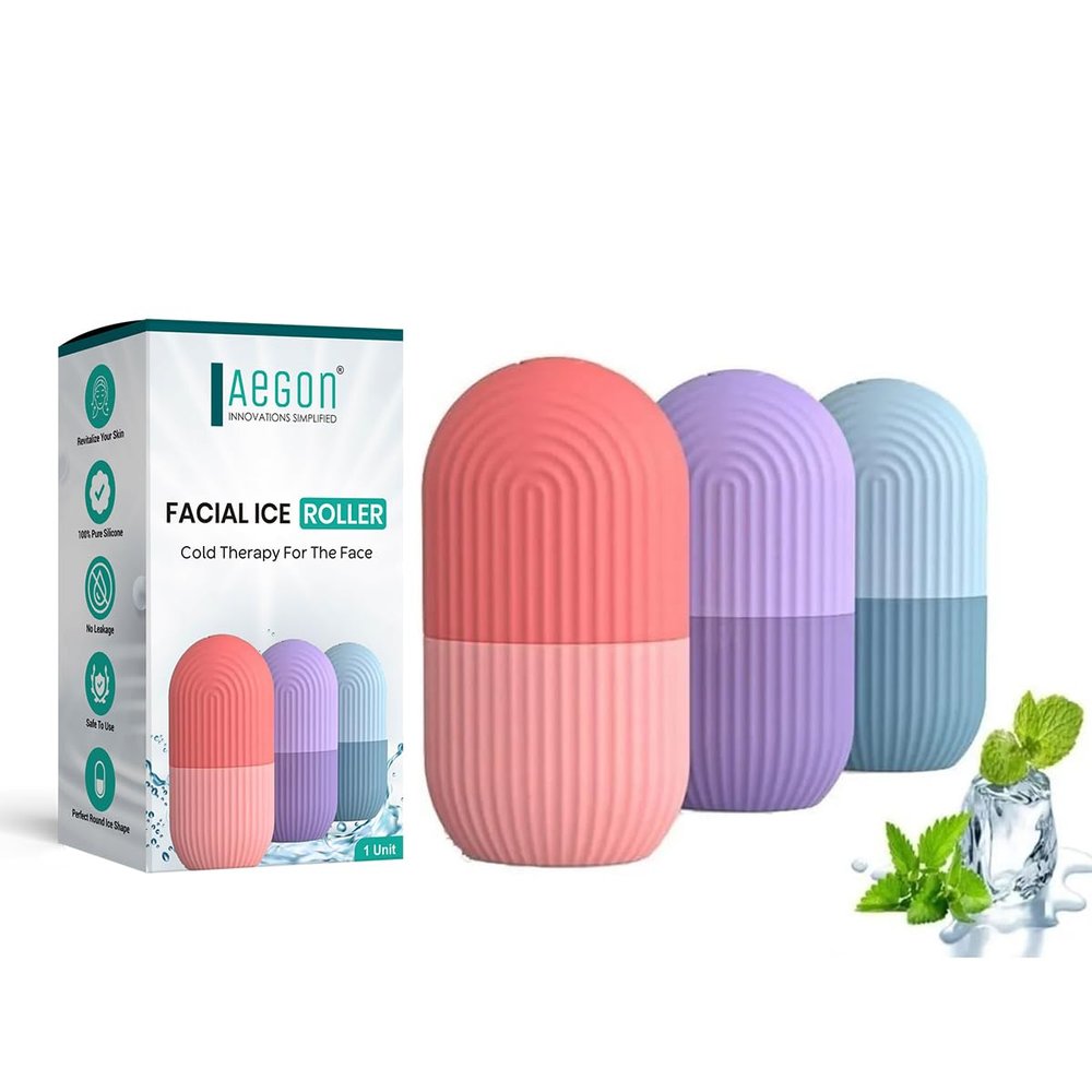 Aegon Ice Roller for Face | Ice Roller for Face Massager | Face Ice Roller for Men & Women | Ice Cube Roller for Glowing Skin & Puffy Eyes | Reusable & Unbreakable (Assorted) 1 Unit