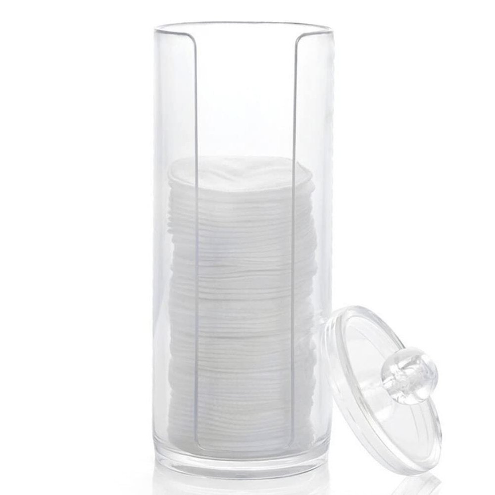 ULTECHNOVO 2pcs Cosmetic Cotton Pad Holder, Cosmetic Cotton Pads Storage Rack,Makeup Rounds Holder, Acrylic Pad Organizer Container Dispenser Storage Display Rack for Bathroom