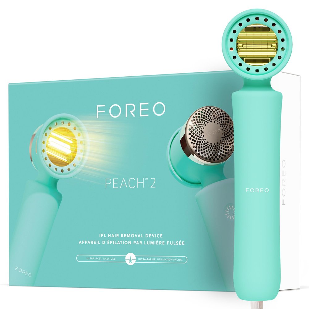 FOREO Peach 2 IPL Hair Removal Device  Quick & Gentle Hair Reduction  for Full Body & Face  Skin Cooling System  Silicone Shield  Customizable