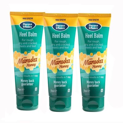Dermatonics Foot Cream for Dry Cracked Heels (3 Pack) - 25% Urea with Manuka Honey, Intensive Moisturizing Treatment, Callus Remover, Exfoliating Care for Rough Feet Elbows Hands - Skin Repair 2.37oz
