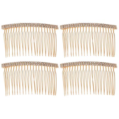 Beaupretty 4pcs Hair Accessory Silver Headpieces with Gold Rhinestone Tiara, Barrettes, and Hairpin for Bride