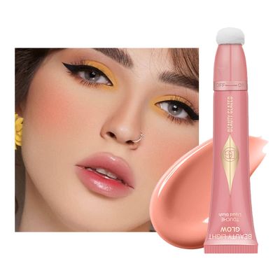 Beauty Glazed Liquid Blush Stick, Matte Face Blush, Natural Silky Smooth Creamy Liquid Blush Wand, Lightweight Long Lasting Blush Stick for Cheek Lip (Pink)