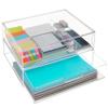 STORi STAX Plastic Stackable Organizer Drawers (Set of 2) Clear | 12.5" Wide | Set Includes One Open Drawer & One Divided Drawer | Organize Office Desk Accessories & Sort Paper | Made in USA view 1