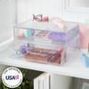 STORi STAX Plastic Stackable Organizer Drawers (Set of 2) Clear | 12.5" Wide | Set Includes One Open Drawer & One Divided Drawer | Organize Office Desk Accessories & Sort Paper | Made in USA view 4