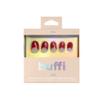 BUFFI Press-On Nails First Kiss - Short Round Oval Nail Tips in Red Crescent Half-Moon Design - Classic Y2K-Inspired Fake Nails with Glue - 28Pcs False Nails Kit with Nail File, Prep Pad & Stick view 1