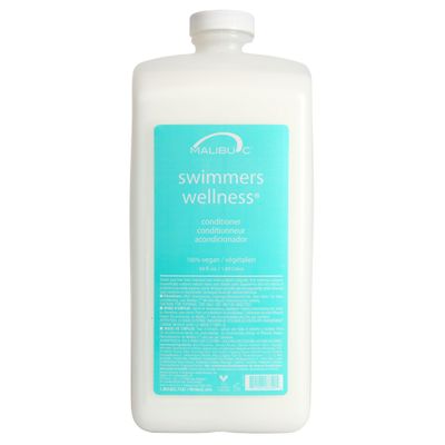 Malibu C Swimmers Wellness Hair Conditioner for Women, Men & Kids - Moisturizing Swim Conditioner to Restore Shine Affected by Pool Chlorine & Ocean Salt Water - Protein Rich Hair Care (64oz)