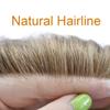 Toupee For Men Real Human Hair Ultra Thin Skin Hair System Replacement For Men Invisible Base 0.04mm V-loop Natural Hairline Mens Hair Pieces 8x10''-90% light density, 1810 view 3