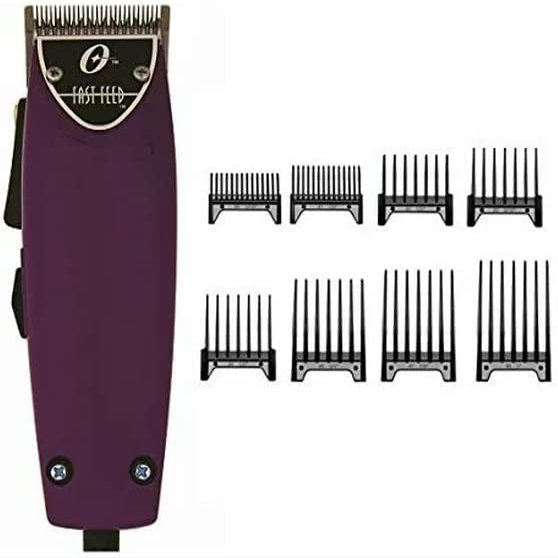 Os-TER Fast Feed Limited Edition Purple Color Hair Adjustable Pro Clipper+8pc Combs