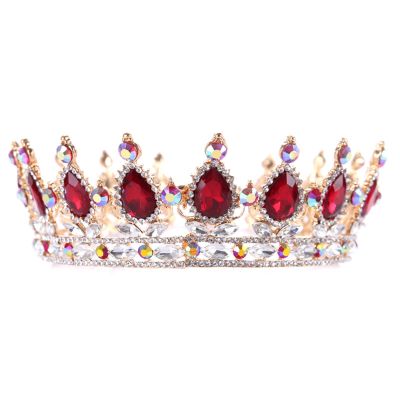 QIYUDS Crown Tiara Bridal Hair Accessories Rhinestone Crystal Round Crown Hair Jewelry for Women Queen Party Crown Tiaras