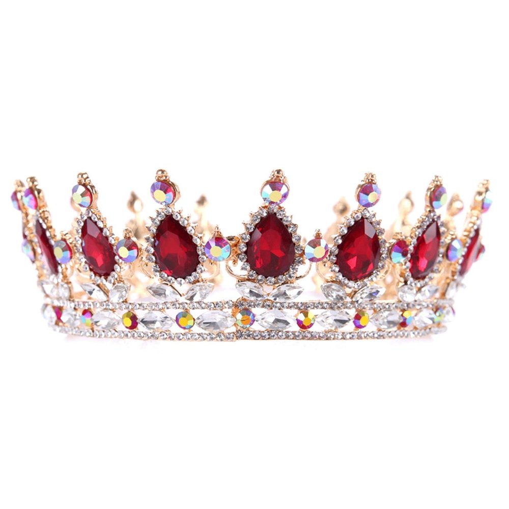 QIYUDS Crown Tiara Bridal Hair Accessories Rhinestone Crystal Round Crown Hair Jewelry for Women Queen Party Crown Tiaras
