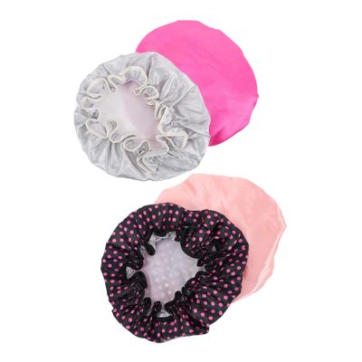 Healeved 4pcs Shower Caps for Women Double Hair Care Bathing Hats Peva Material Protects Hair While Sleeping for Bathing and Spa Use Watermelon Dots