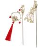 2 Pcs Vintage Hairpin Hair Clips Chinese Flower Tassel Headpieces For Women Girls, Ponytail Updo Bun For Thin Thick Hair view 1
