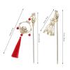 2 Pcs Vintage Hairpin Hair Clips Chinese Flower Tassel Headpieces For Women Girls, Ponytail Updo Bun For Thin Thick Hair view 2
