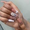 Enppode White Press on Nails Long Fake Nail with Rhinestones Square Nails for Women 24 PCS/Set view 2