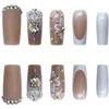 Enppode White Press on Nails Long Fake Nail with Rhinestones Square Nails for Women 24 PCS/Set view 4