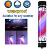 90CM/35'' LED Barber Pole Retro Light Red White Blue Waterproof Rotating Illuminated Stripes Wall-Mounted Lamp Rome Style Hair Salon Barber Hairdressing Sign view 2