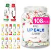 DMSKY Lip Balm Bulk 108 Pack, Lip Balm Hydrating with Vitamin E and Coconut Oil 12 Flavors, Lip Moisturizer Treatment - Party Favors Bulk Gift view 1