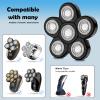 Electric Shaver Replacement Heads 6D - 6 Blades Head Shaver Replacement Heads Universal Stainless Steel Rotary Blade Refills for Bald Head Razor for Men (6 Heads Black) view 3